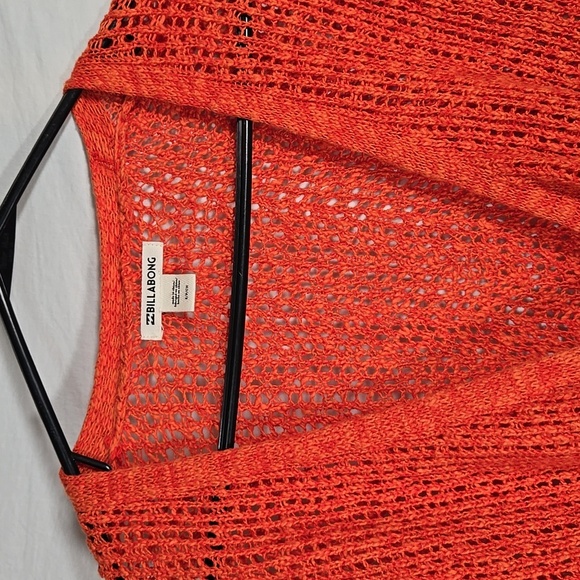 Billabong Orange Sweet Bliss Surplice Open Knit Sweater Small - Picture 3 of 7